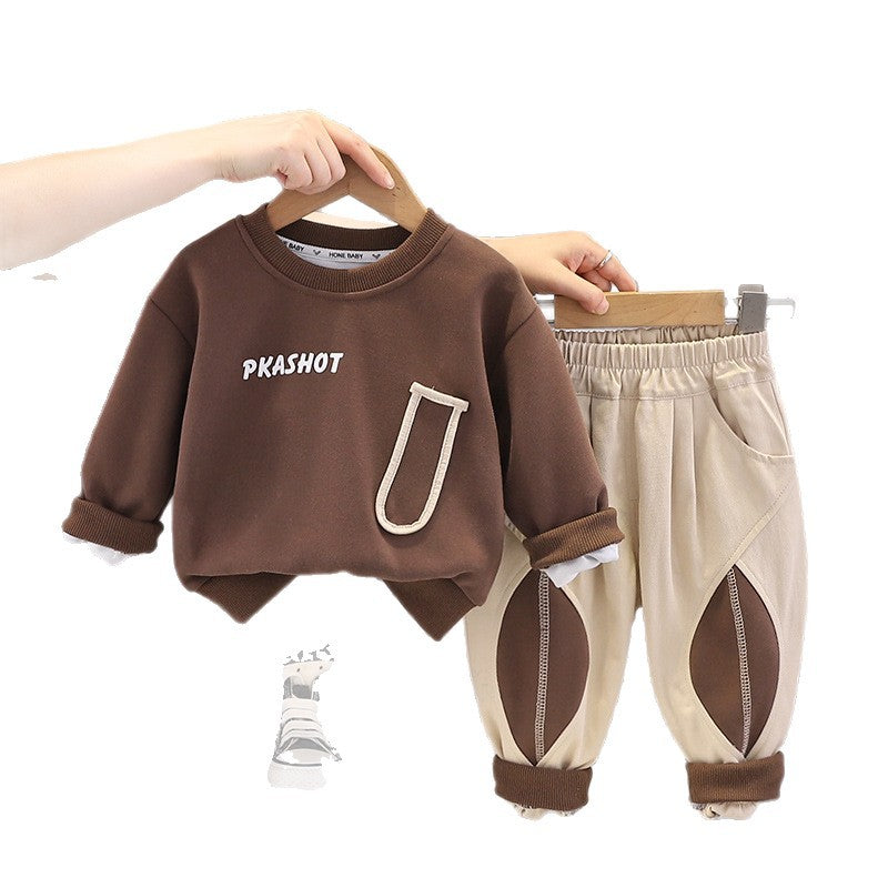 Two men's baby round neck clothes for spring and autumn casual hoodies