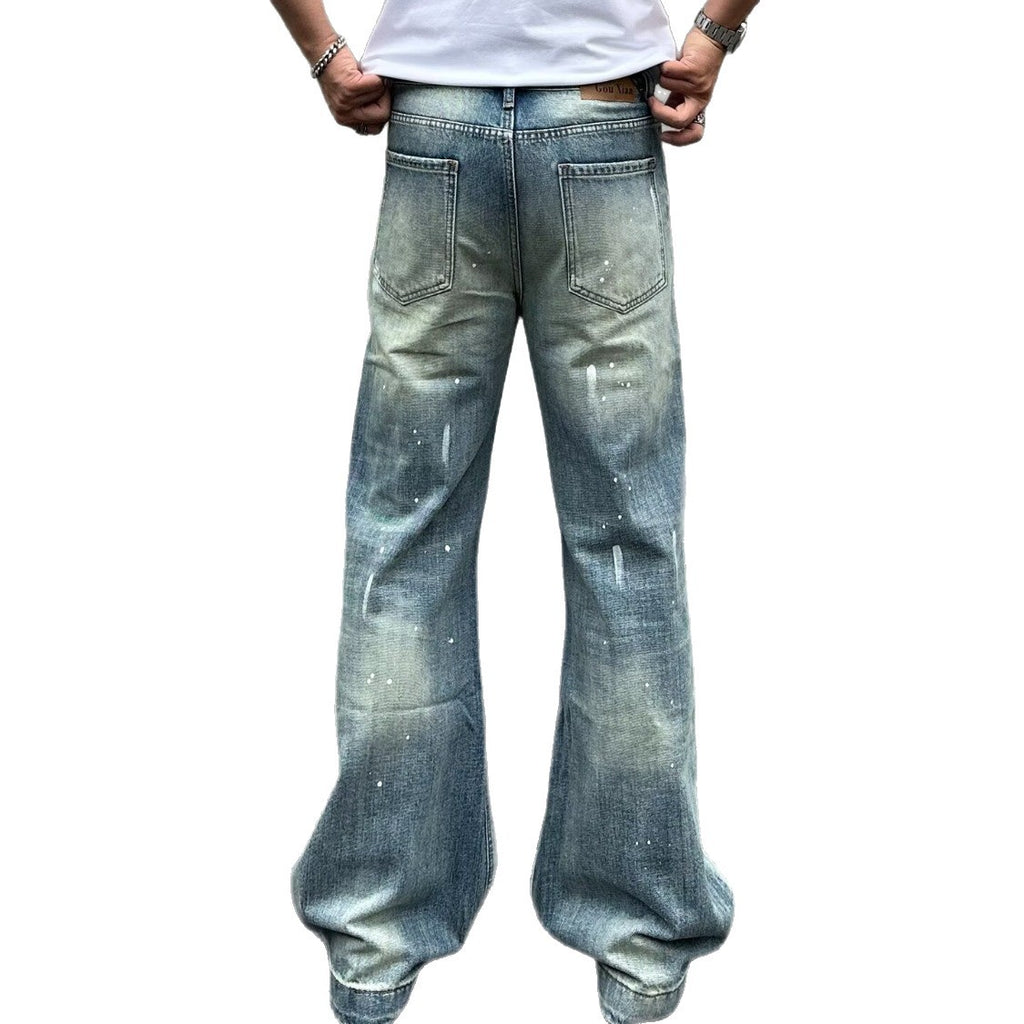 Splatter Paint Ripped Flared Jeans Pants