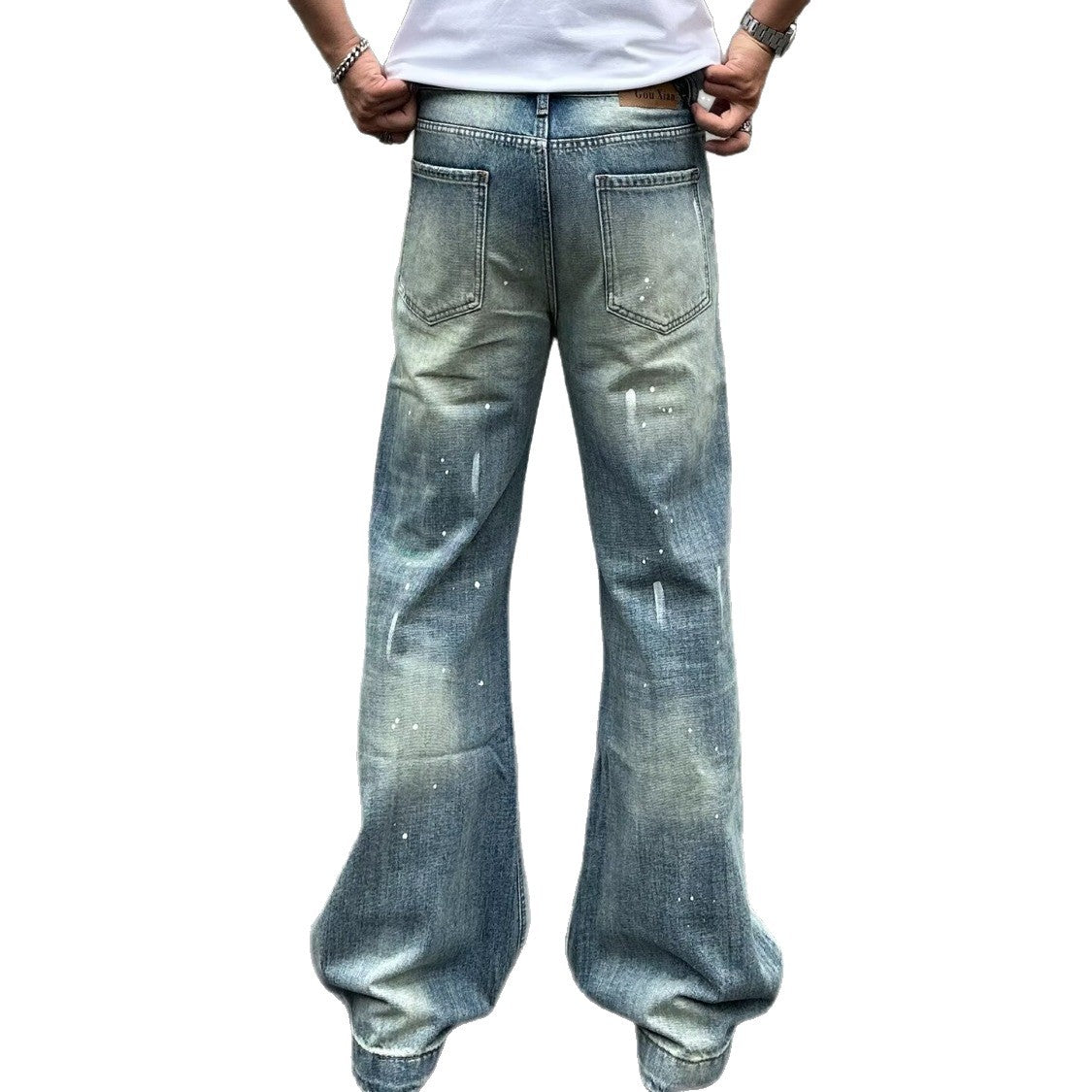 Splatter Paint Ripped Flared Jeans Pants