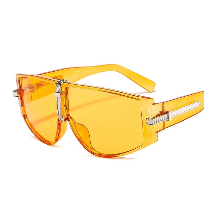 Vintage Punk Sunglasses Women Luxury Fashion Goggle Sun Glasses Men Personality One Piece Black Blue Glasses