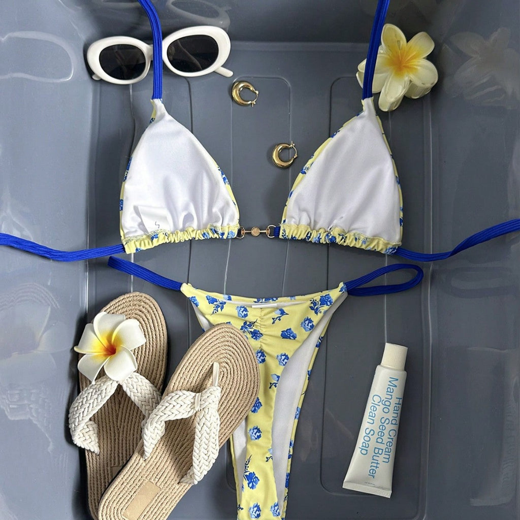 Sexy Lady Style Tie-Up Bikini Women's Three-Piece Swimwear