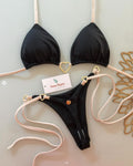 Heart hanging neck gathering bikini