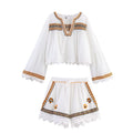 Embroidered shirt+embroidered shorts set