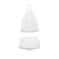 Zipped Front Wrap-Neck Top + Shorts Set
