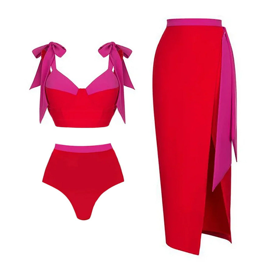 Butterfly Knot Strap One-Piece Swimsuit for Women, Beach Vacation Swimwear
