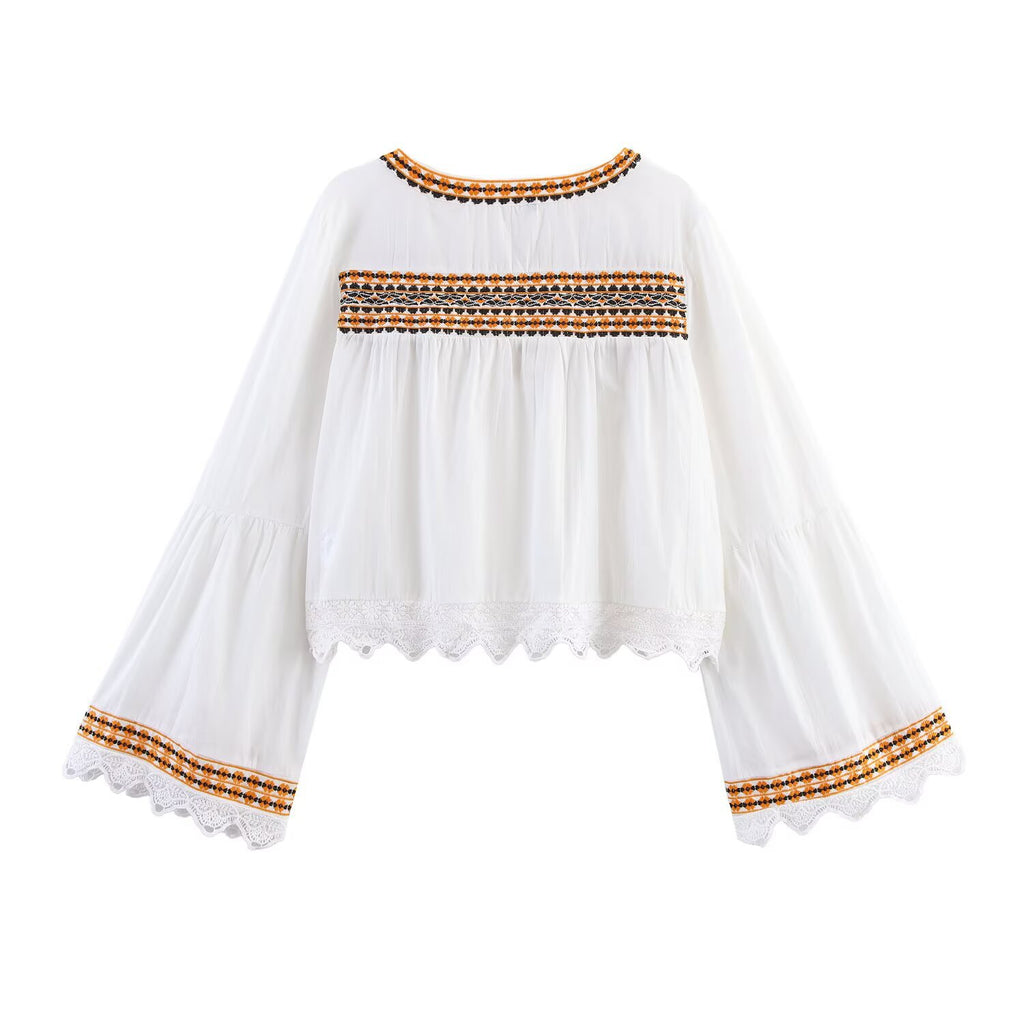 Embroidered shirt+embroidered shorts set