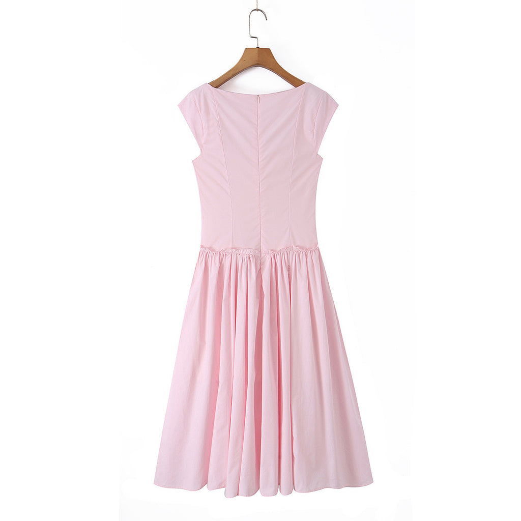 French fishbone sleeveless camisole dress