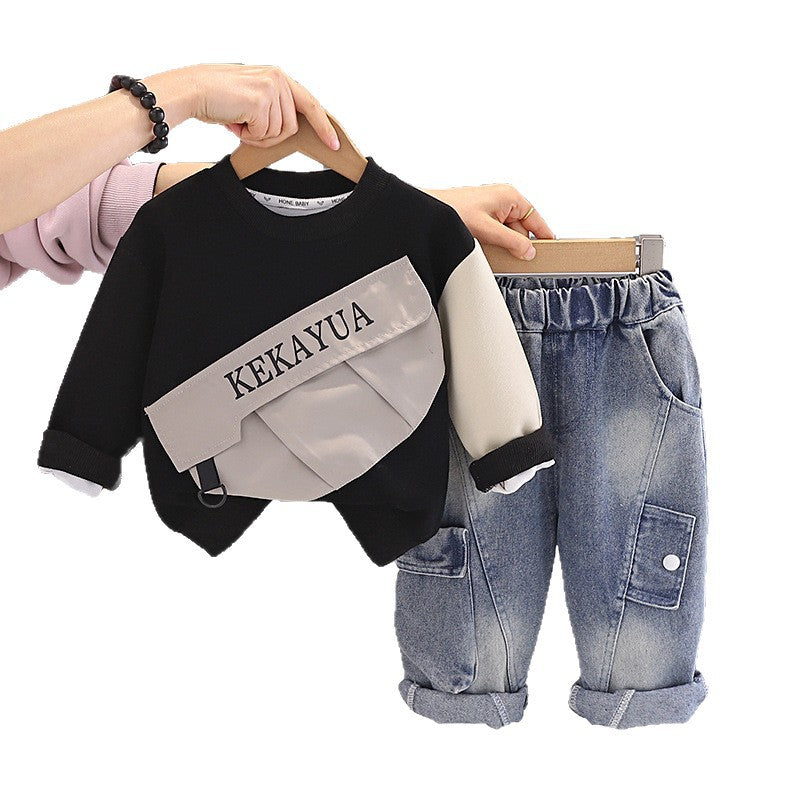 Long sleeved hoodie two-piece set for baby children's clothing