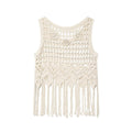 Hot girl sexy brick inlaid tassel knitted sleeveless vest