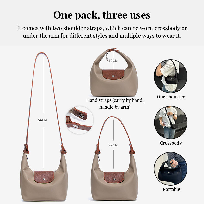 Premium Nylon Lunch Bag, Waterproof Insulated Lunch Box Tote, Handheld & Crossbody Dumpling Bag for Work, School, and Commuting