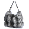 Women Winter Real Fox Fur Handbag Luxury Genuine Fur Party Bag Tote Designer High Quality Real Silver Fox Fur Handbags Female