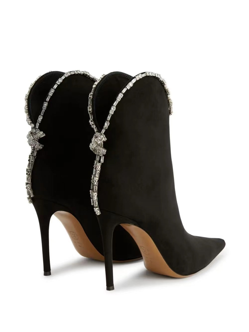 Rhinestone Red Fashion Ankle Boots Women's Stiletto Pointed Toe Suede Sexy Elegant Party Office Lady Slip-on Shoes New Arrival