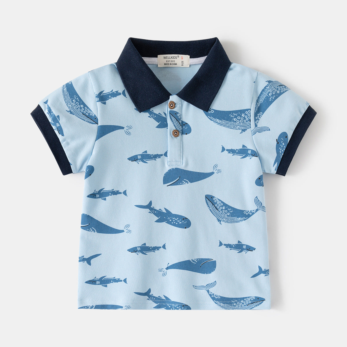 Children's Flip Collar T-Shirt Short Sleeve Polo Shirt