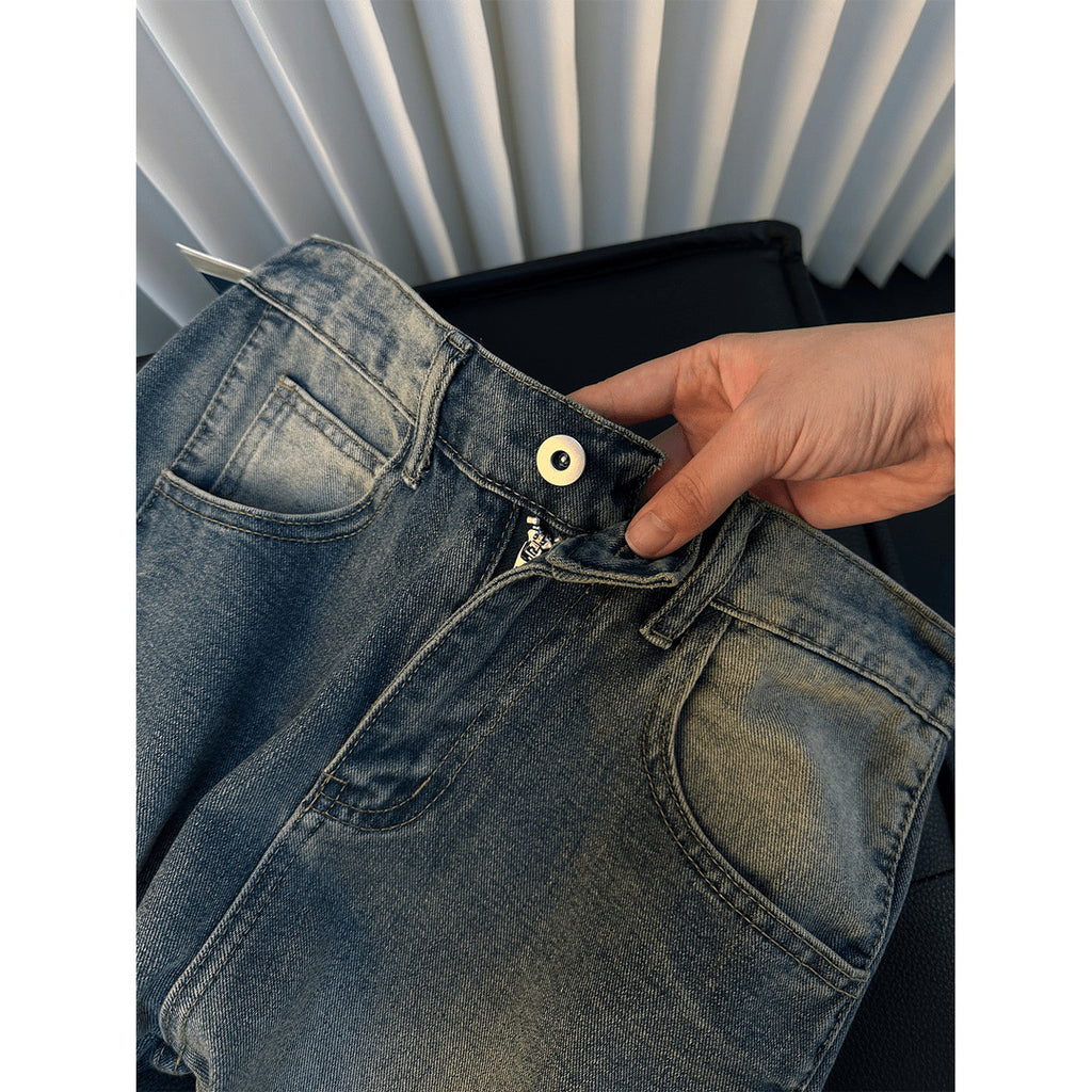 Street Style Ripped Straight Leg Jeans for Men