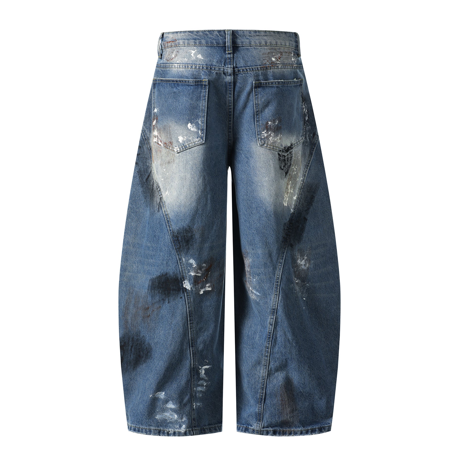 Sense Heavy Hand-Painted Graffiti Jeans Wide Leg Patchwork Cut Fashion Brand Pants