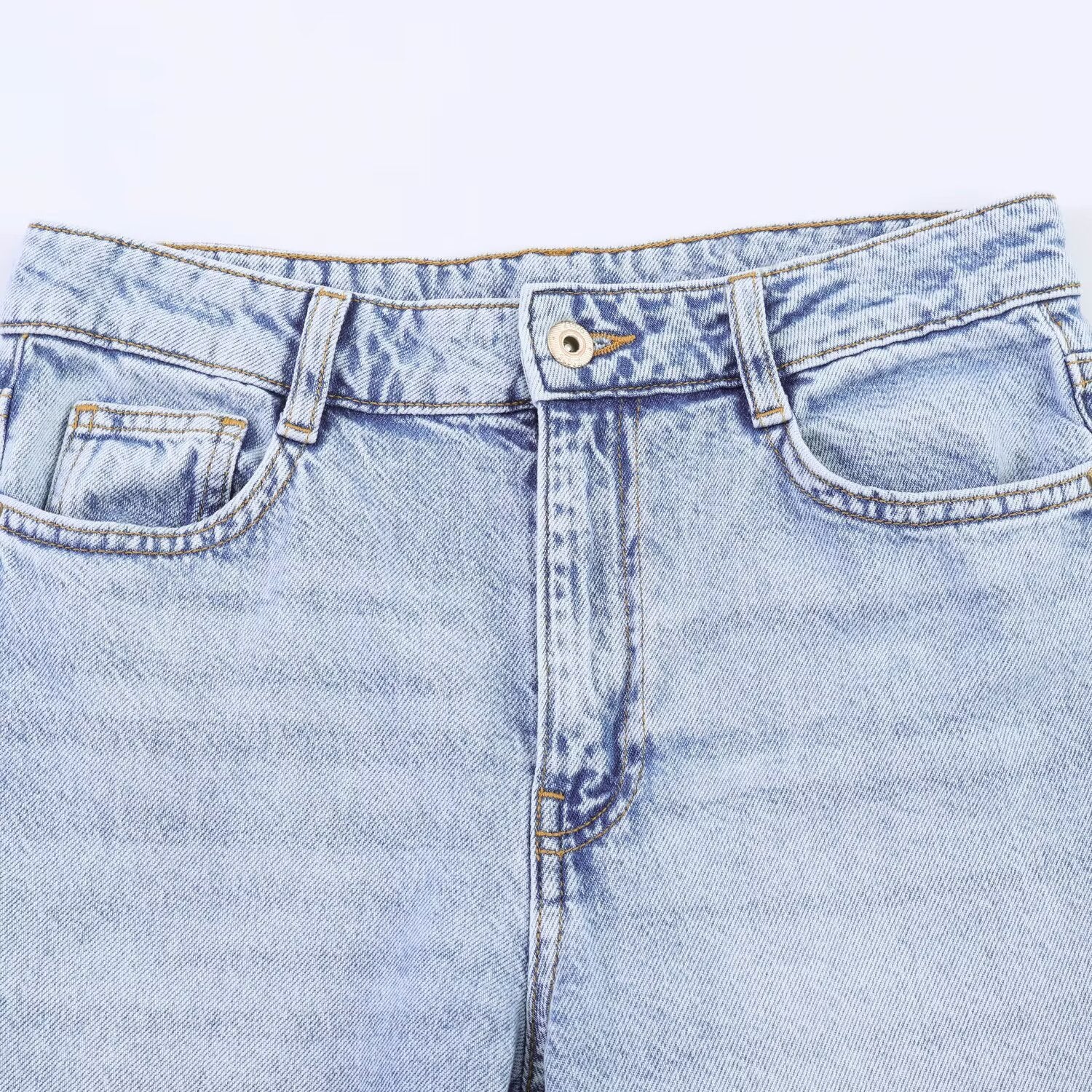 Crochet stitched high waist wide leg jeans