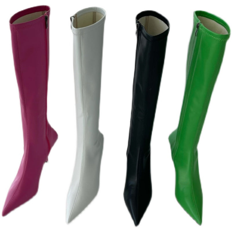 Autumn New Women's Boots Fashion Temperament Colorful Pointed Long Boots Slim Heels High Heels Boots