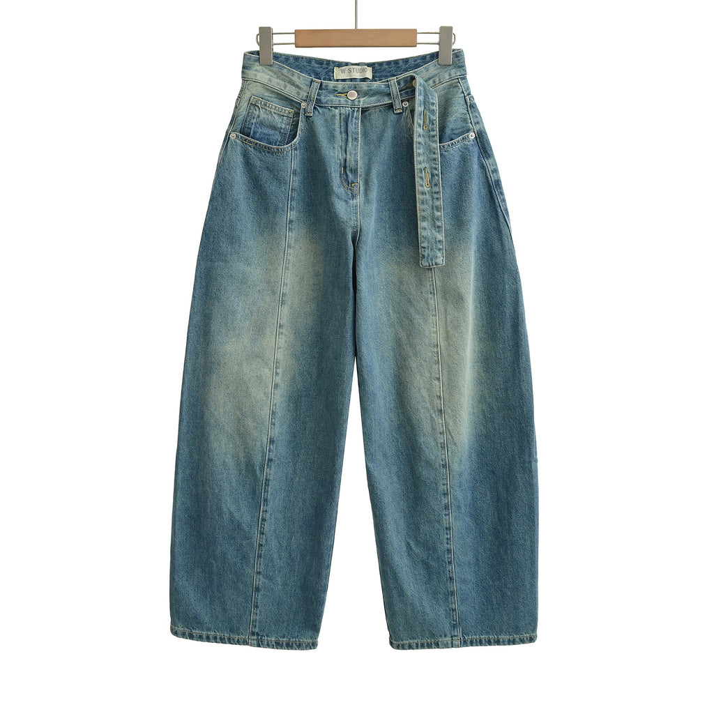 Mid-Waist Wide-Leg Dagger Cut Jeans for Women  Pear Shape Loose Hip-Hiding Slimming Dagger Pants Scythe Pants