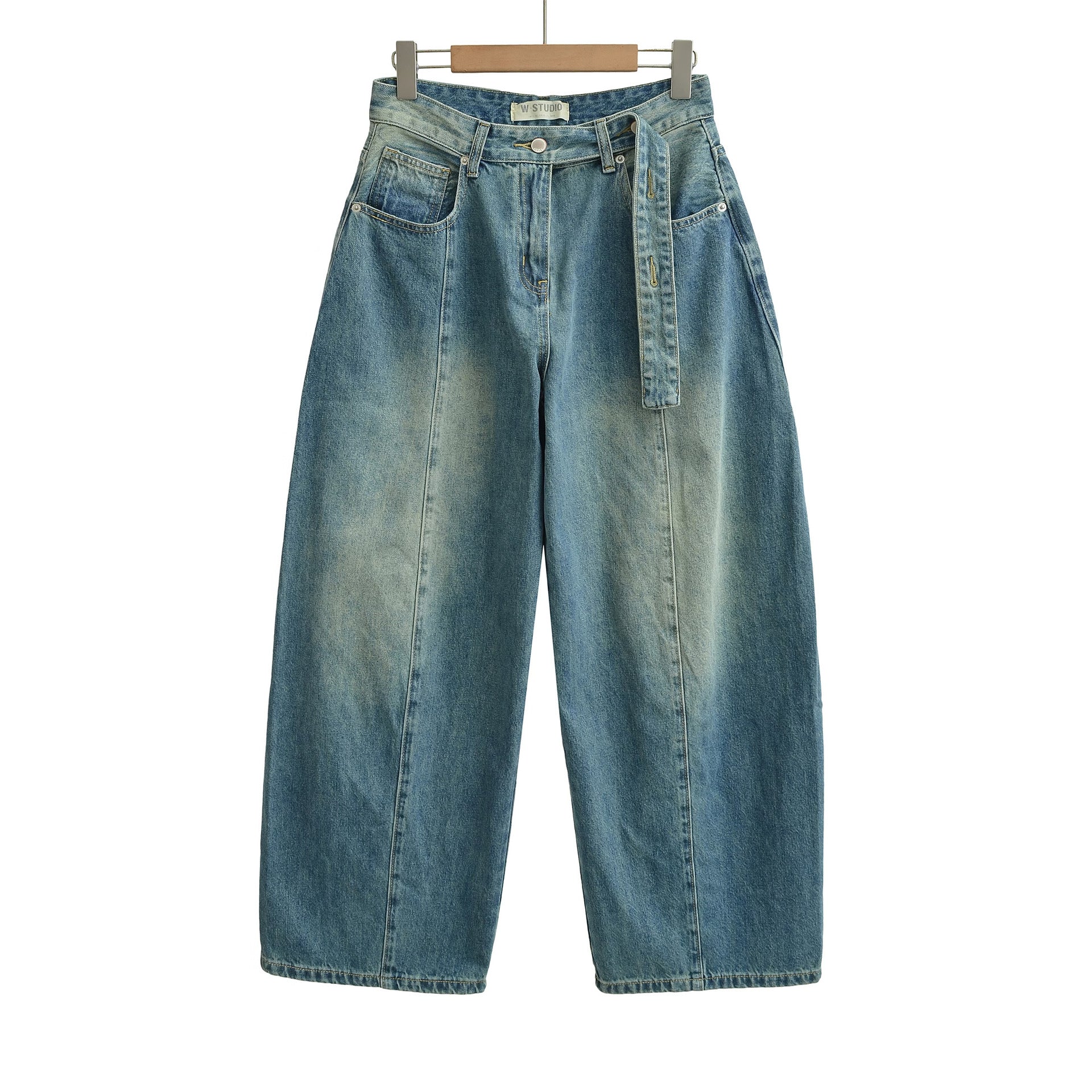 Mid-Waist Wide-Leg Dagger Cut Jeans for Women  Pear Shape Loose Hip-Hiding Slimming Dagger Pants Scythe Pants