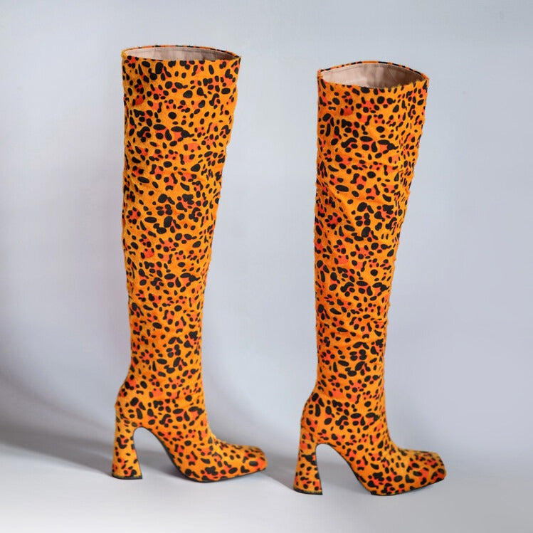 pop print autumn winter boots women fashion over the knee high boots woman sexy high heels runway boots