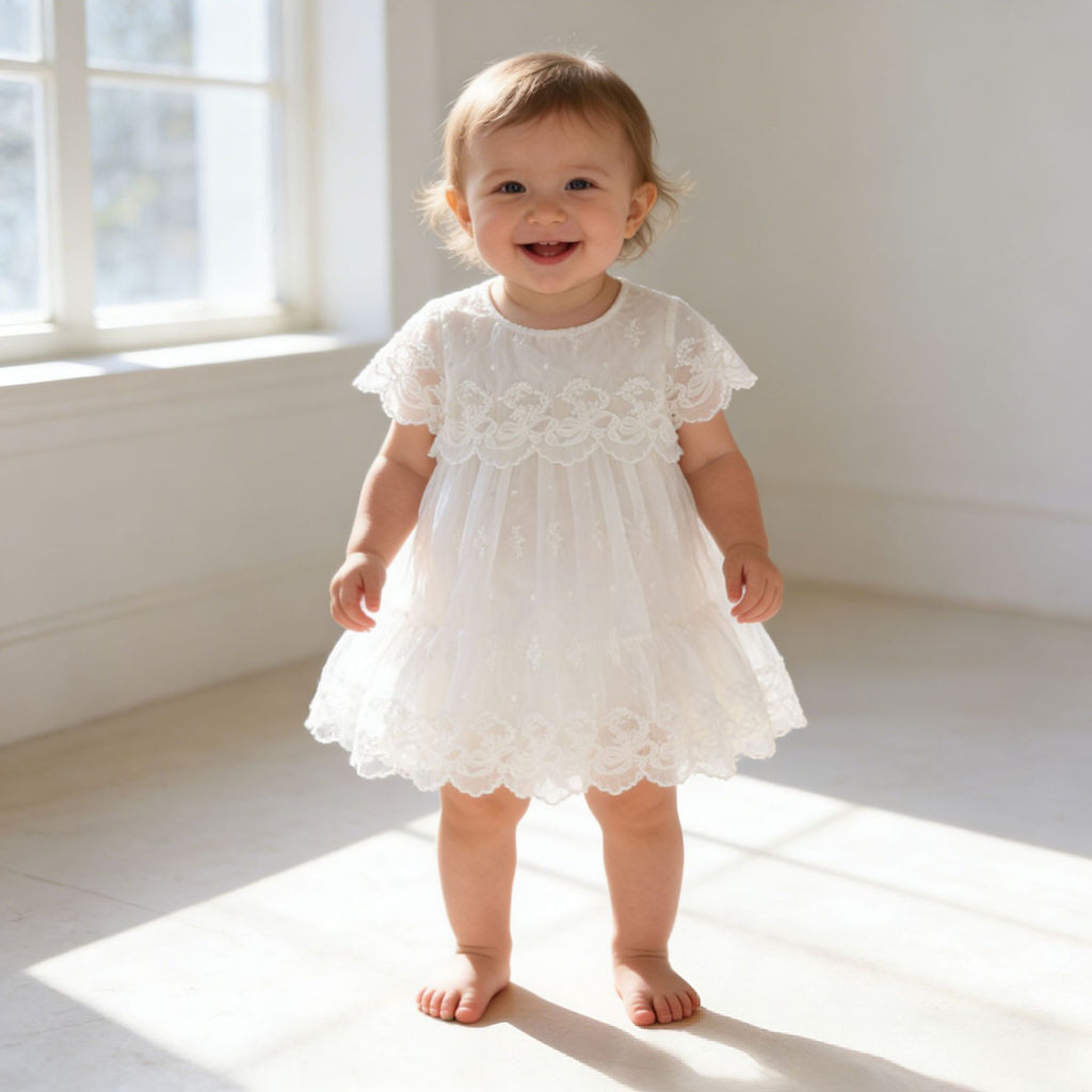 Mesh round neck short sleeved dress