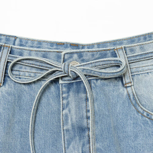 Broken hole decoration mid waist loose jeans