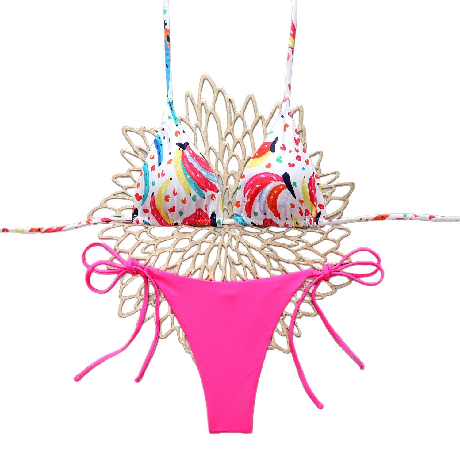 Bikini floral triangle strap swimsuit