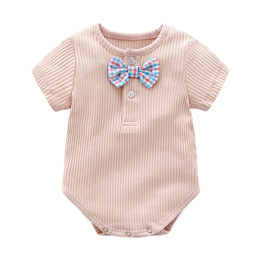 Round neck short sleeved summer baby jumpsuit