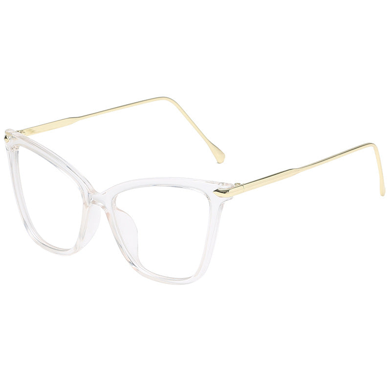 New Ladies Large Frame Cat Eye Flat Glasses Fashion Trend Round Face Glasses