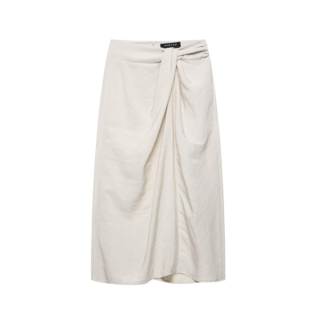 Elegant pleated knot wrapped scarf MIDI skirt