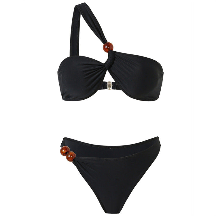 style sexy bikini, fashion one-shoulder nylon triangle bikini swimsuit