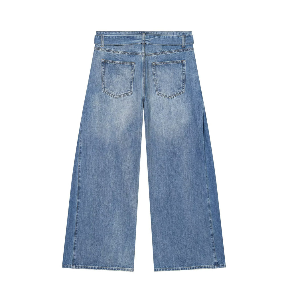 Street waist belt high waisted jeans