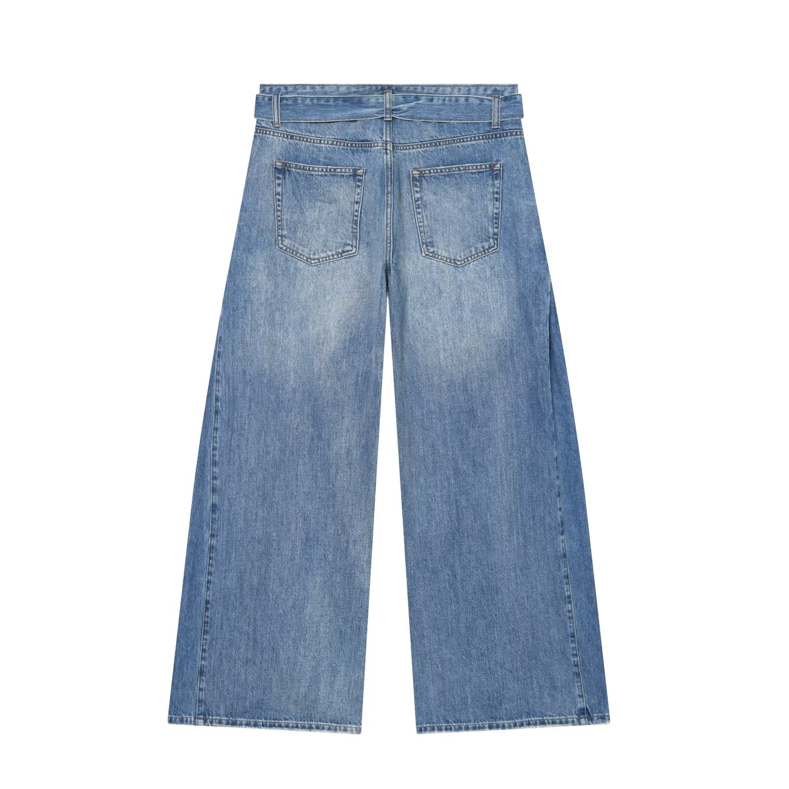 Street waist belt high waisted jeans
