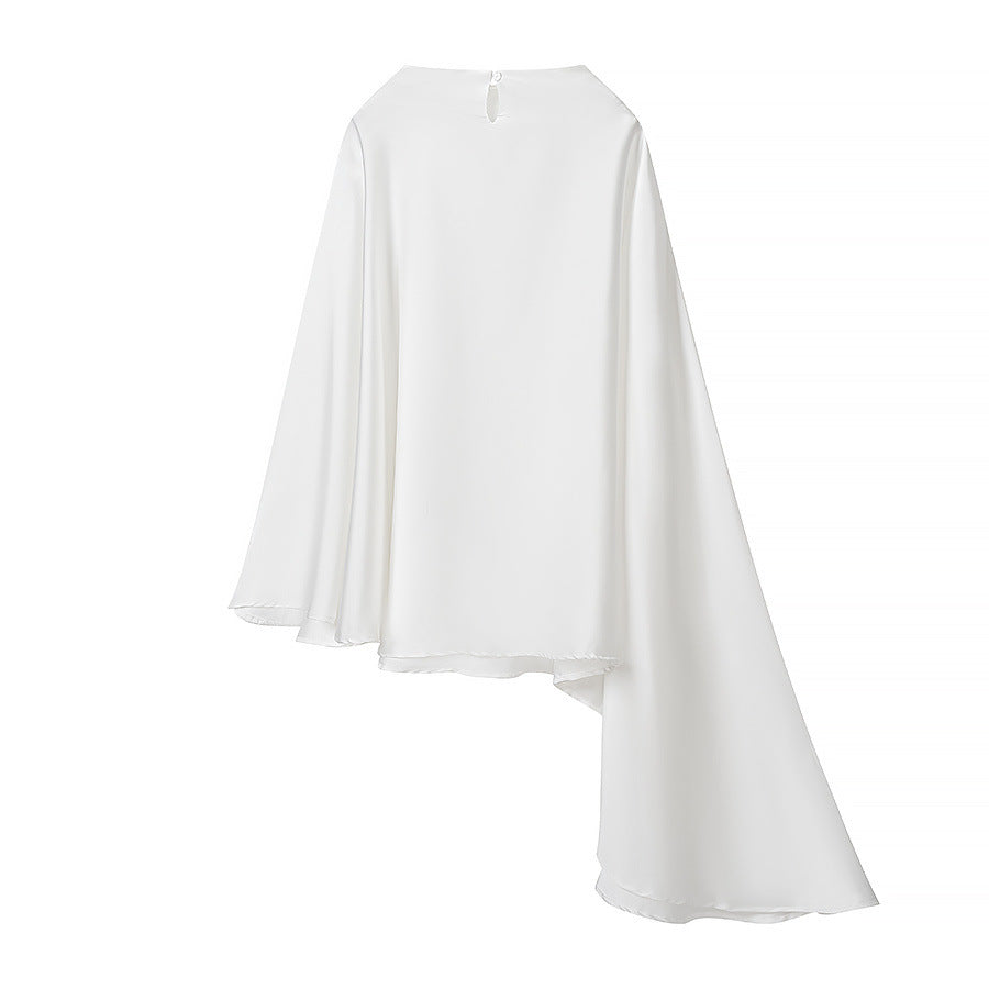 Asymmetric T-shirt top+loose wide leg pants two-piece set