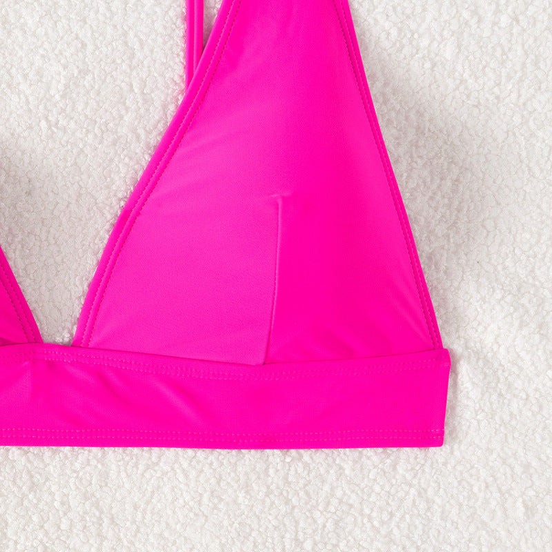 Sexy Backless Solid Color Bikini Set for Women