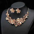 Exaggerated Necklace Earring Set Female Fashion Temperament Alloy Crystal Flower Bridal Dress Personality