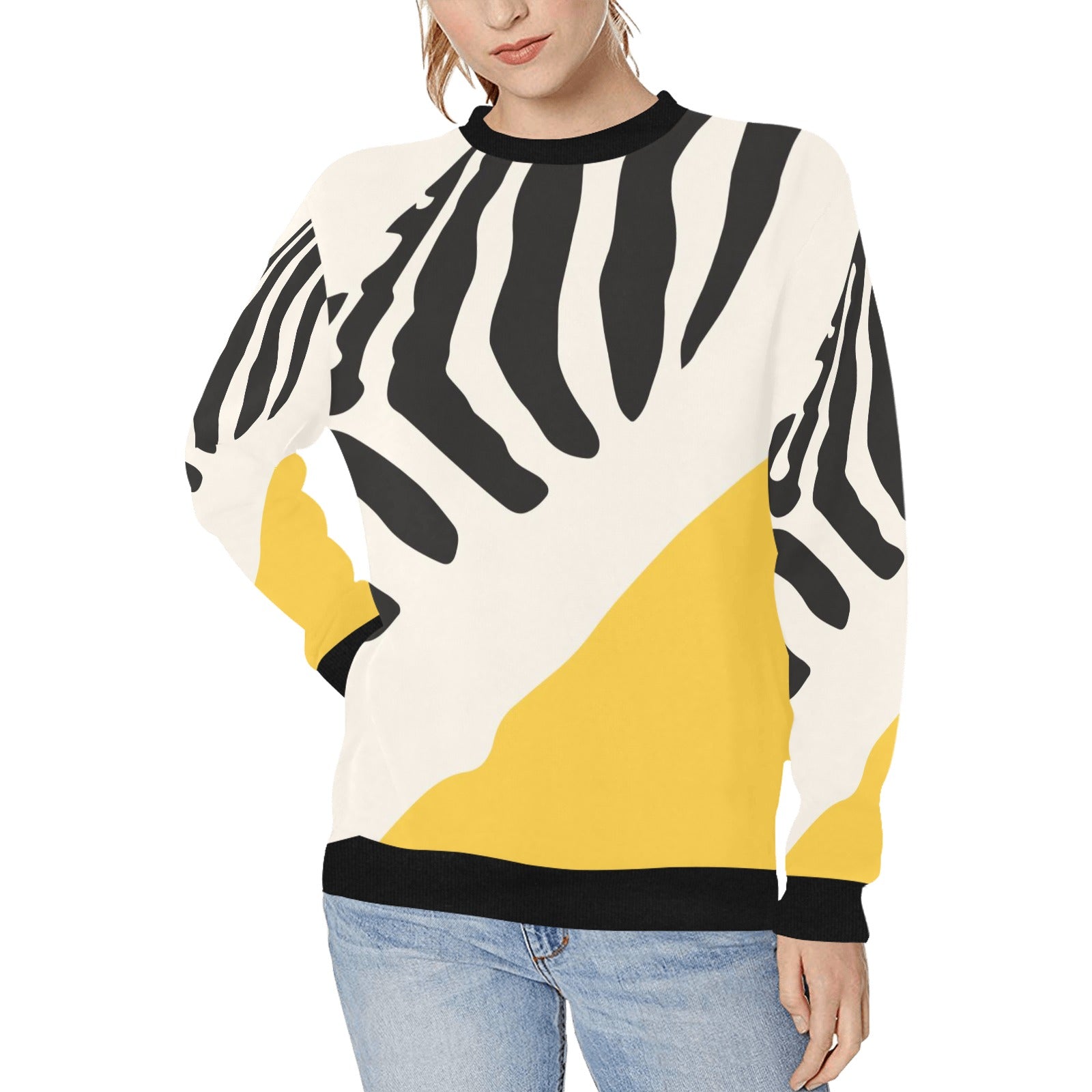 Women's Rib Cuff Crew Neck Sweatshirt (H34)