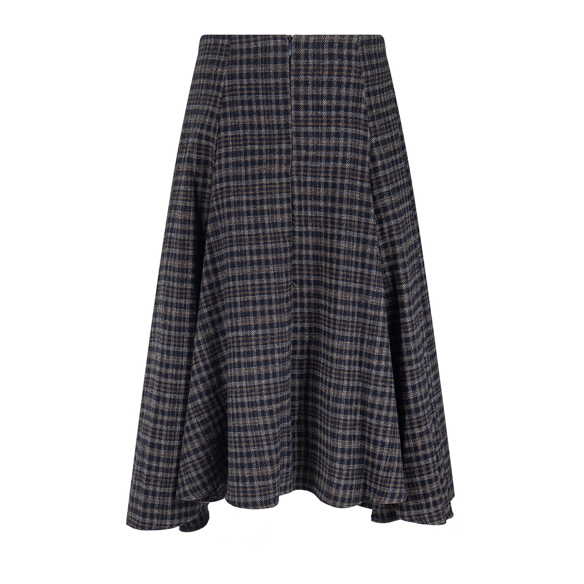 Wool Plaid Midi Skirt High Waist Drape Slimming A-Line Skirt College Style Women's Clothing