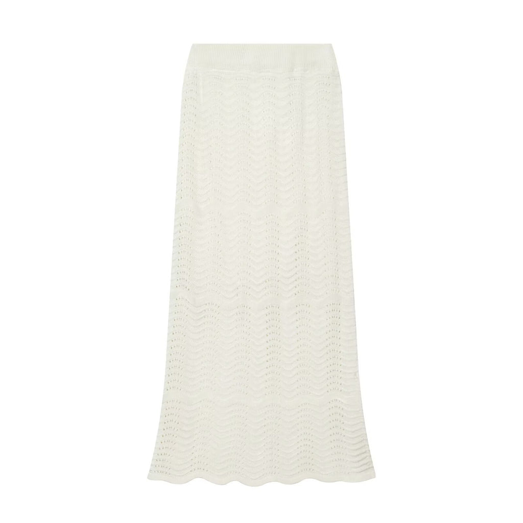 Commuting style elegant knitted long sleeved+skirt set