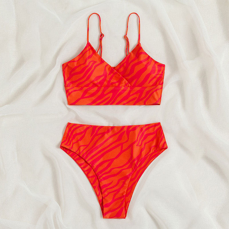 High-Waisted Two-Piece Bikini Set with Print