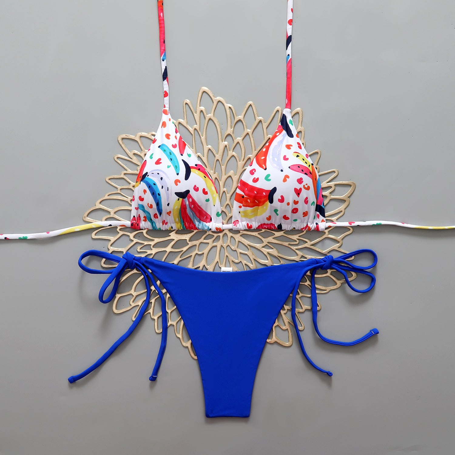 Bikini floral triangle strap swimsuit