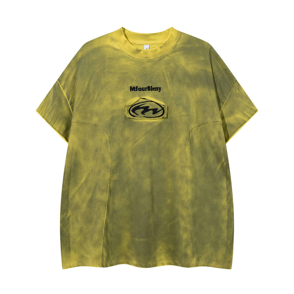 Tie dye embroidery to make old short sleeves