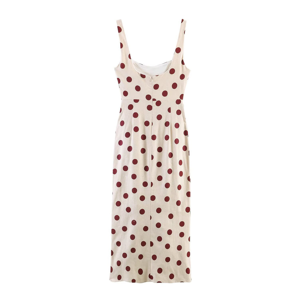 Irregular linen blended MIDI dress