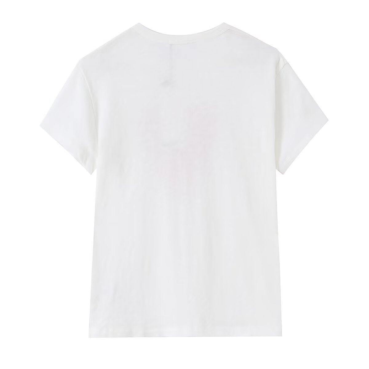 Simple heart-shaped printed short sleeved T-shirt