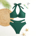 Solid color gathered chest bikini