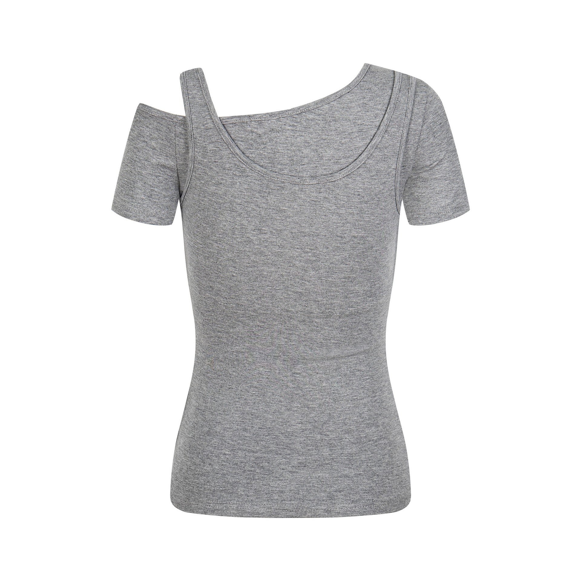 Women's Fake Two-Piece Slim Fit Casual Short Sleeve Minimalist Letter Print T-Shirt