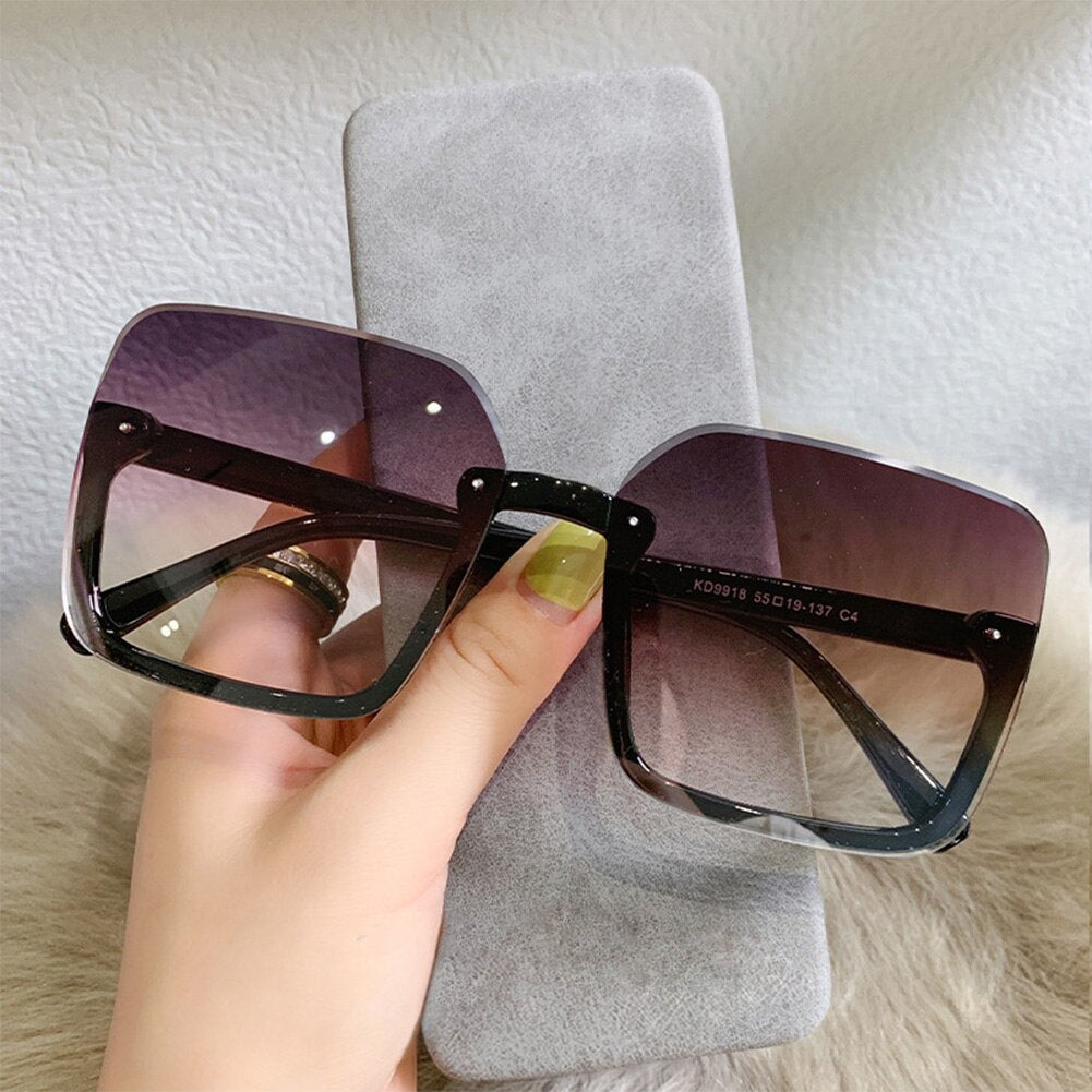 Gradient Square Sunglasses Women Vintage Oversized Sun Glasses Men Brand Designer Trend Colored Glasses Outdoor UV400