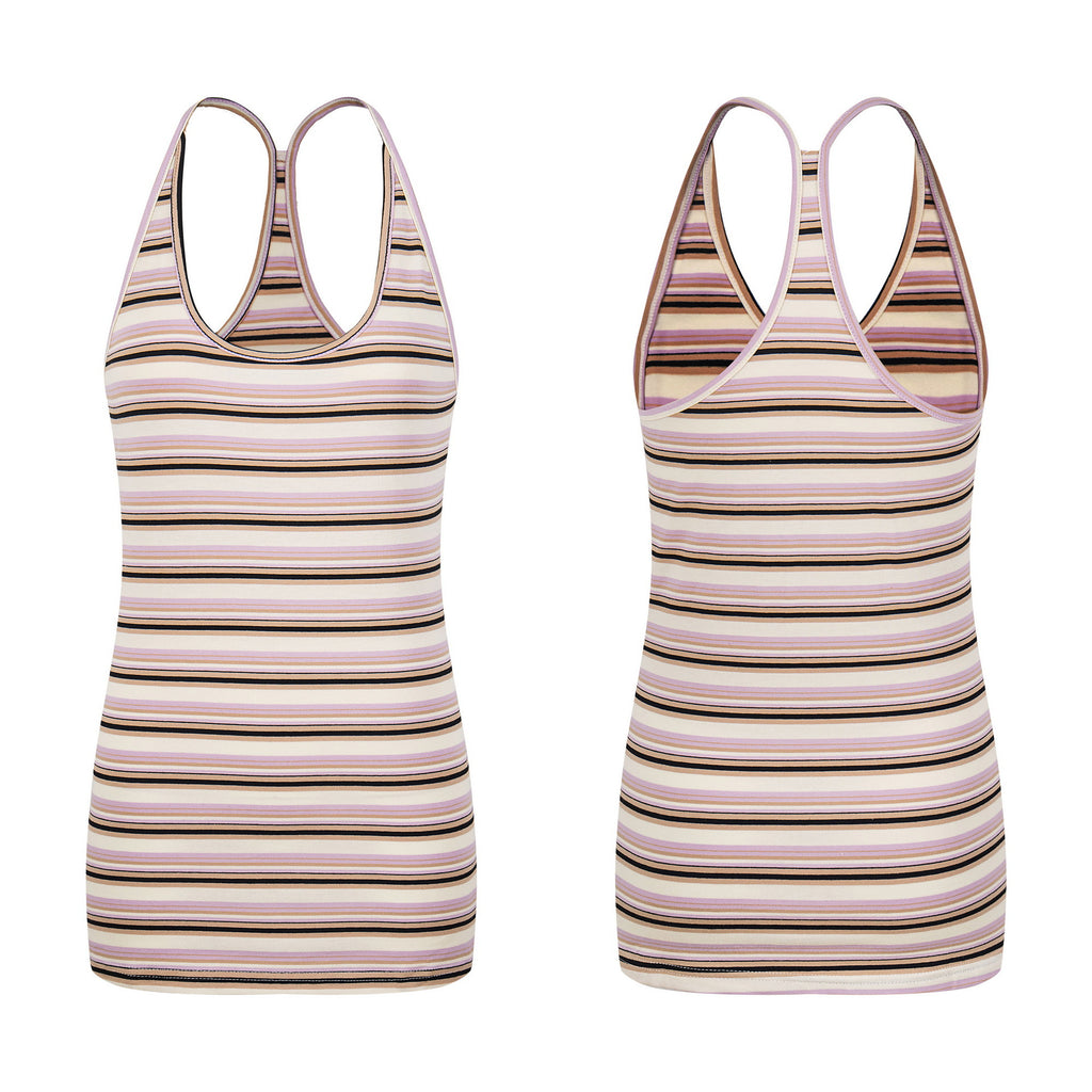 Colorful Stripe Tank Top, Fitted Slimming Bodysuit, Sweet and Cool Style Women's Clothing