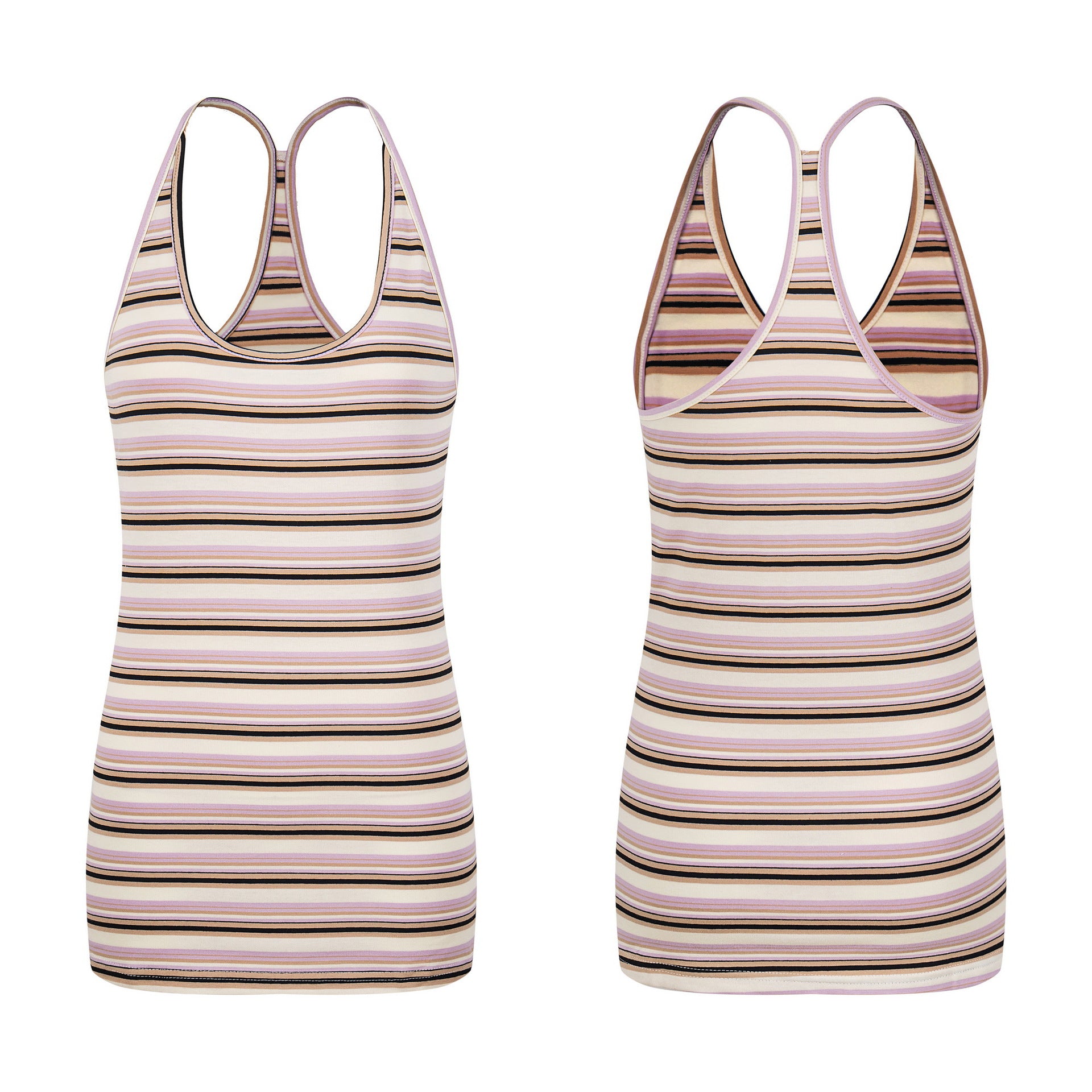 Colorful Stripe Tank Top, Fitted Slimming Bodysuit, Sweet and Cool Style Women's Clothing