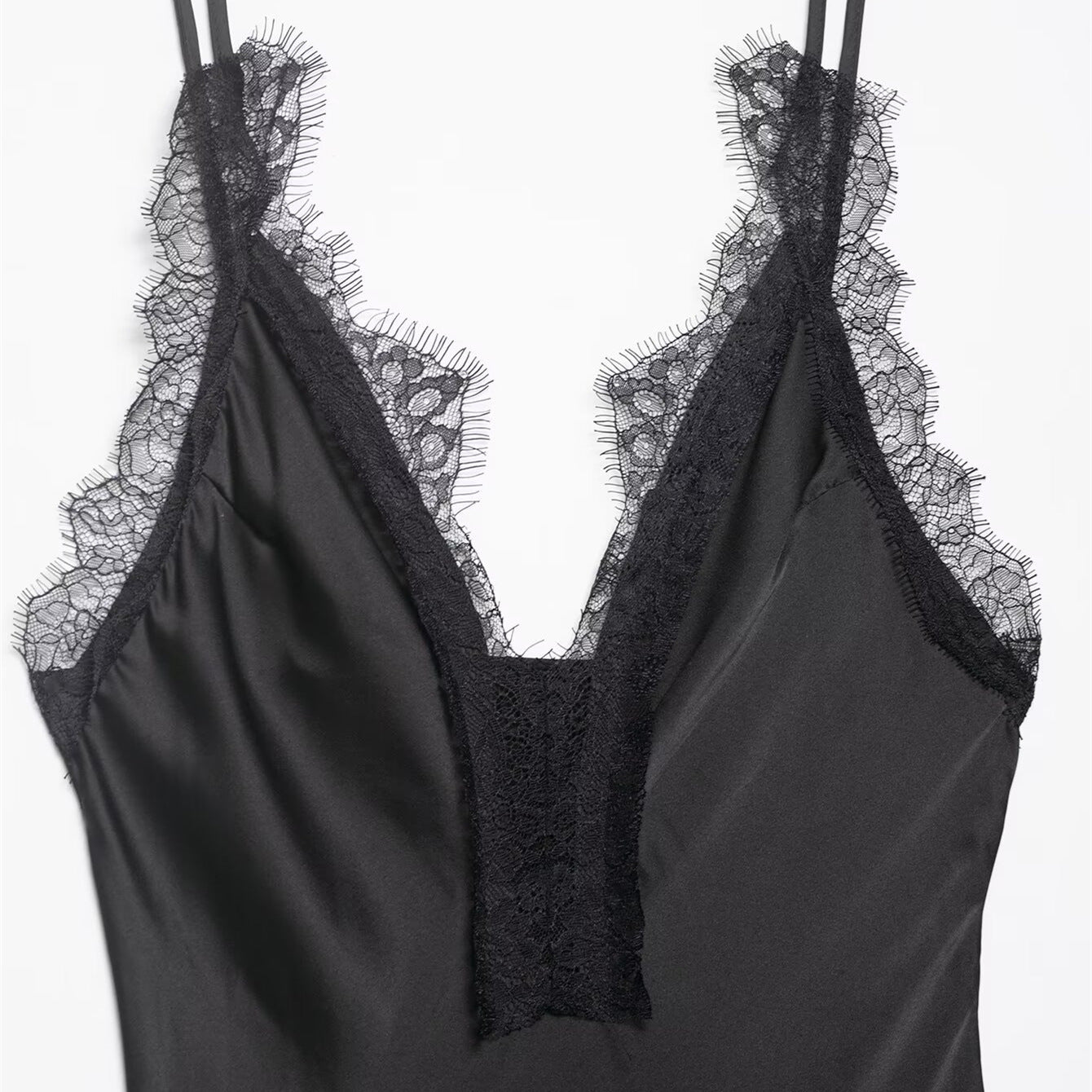 French retro style lace patchwork camisole dress